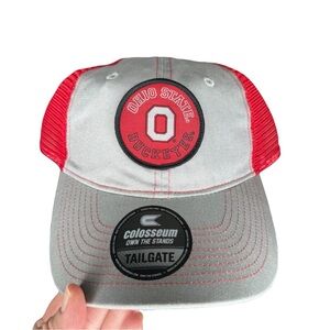 Colosseum Adult Ohio State Buckeyes Grey Lincoln Adjustable Trucker Baseball Hat